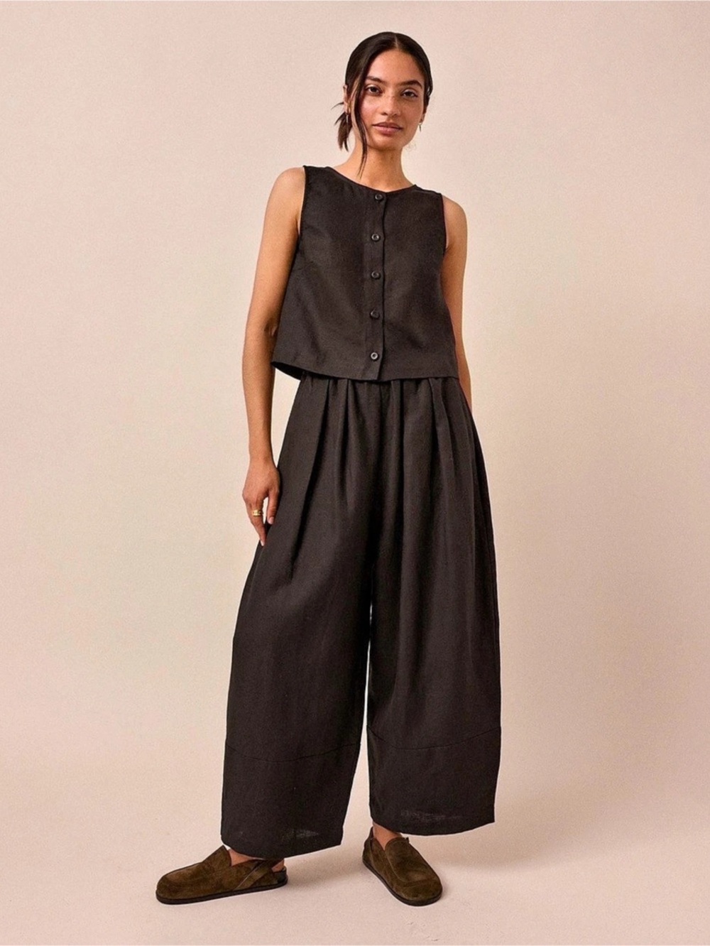 Beyond Nine Bobbi wide leg linen pants - size L